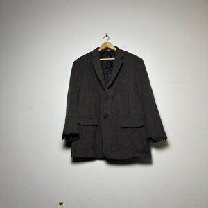 VTG Cricketeer Wool Blazer Sport Coat Jacket Men 46 Herringbone Brown 90s Formal